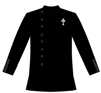 Black rt side btn frt wth 5 buttons on sleeve