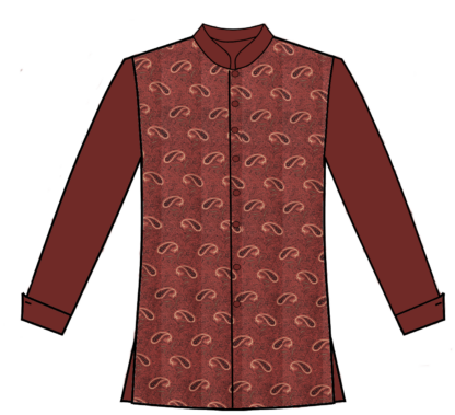 205-Print Button Front with Contrast Sleeves - Image 2