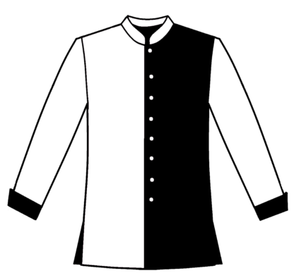 White and black Button front wth white sleeves