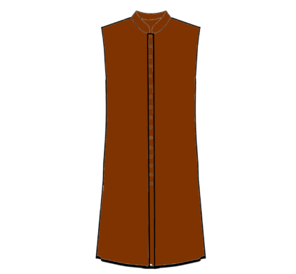 402-Long Button Front Vest with Pleat and Collar - Image 4