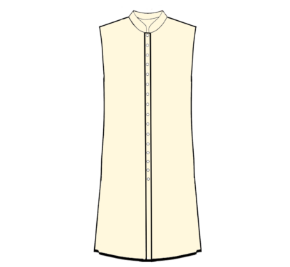 402-Long Button Front Vest with Pleat and Collar - Image 6