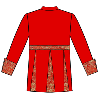 260 Red with paisley brocade trim front pleats BK