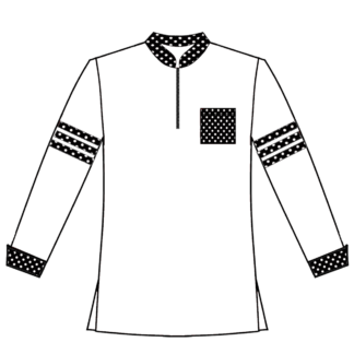 White with polka dot contrast