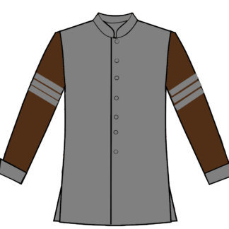 266 Gray button frt with brown sleeves and stripes